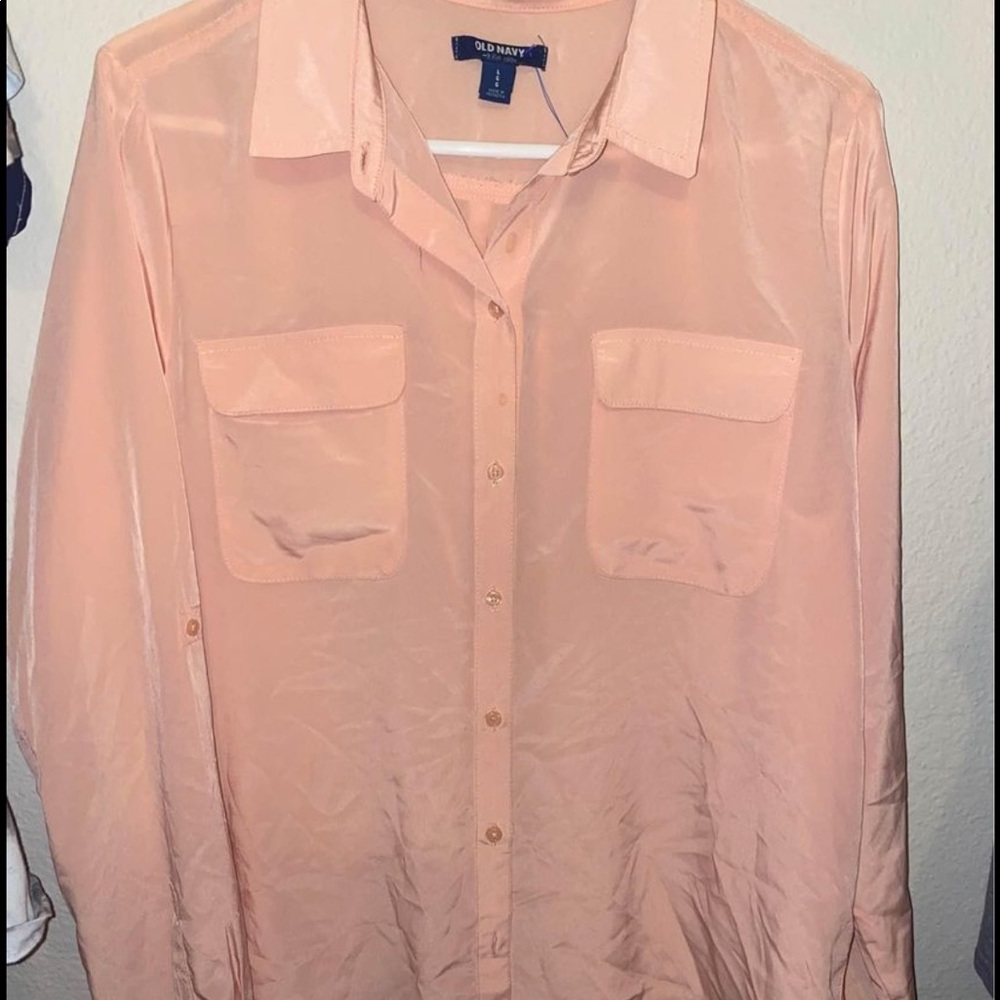 Large melon button up blouse